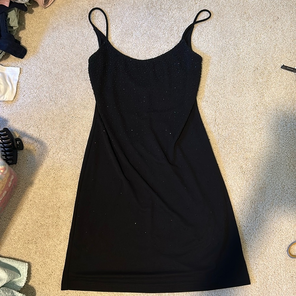 Black dress with beaded detailing